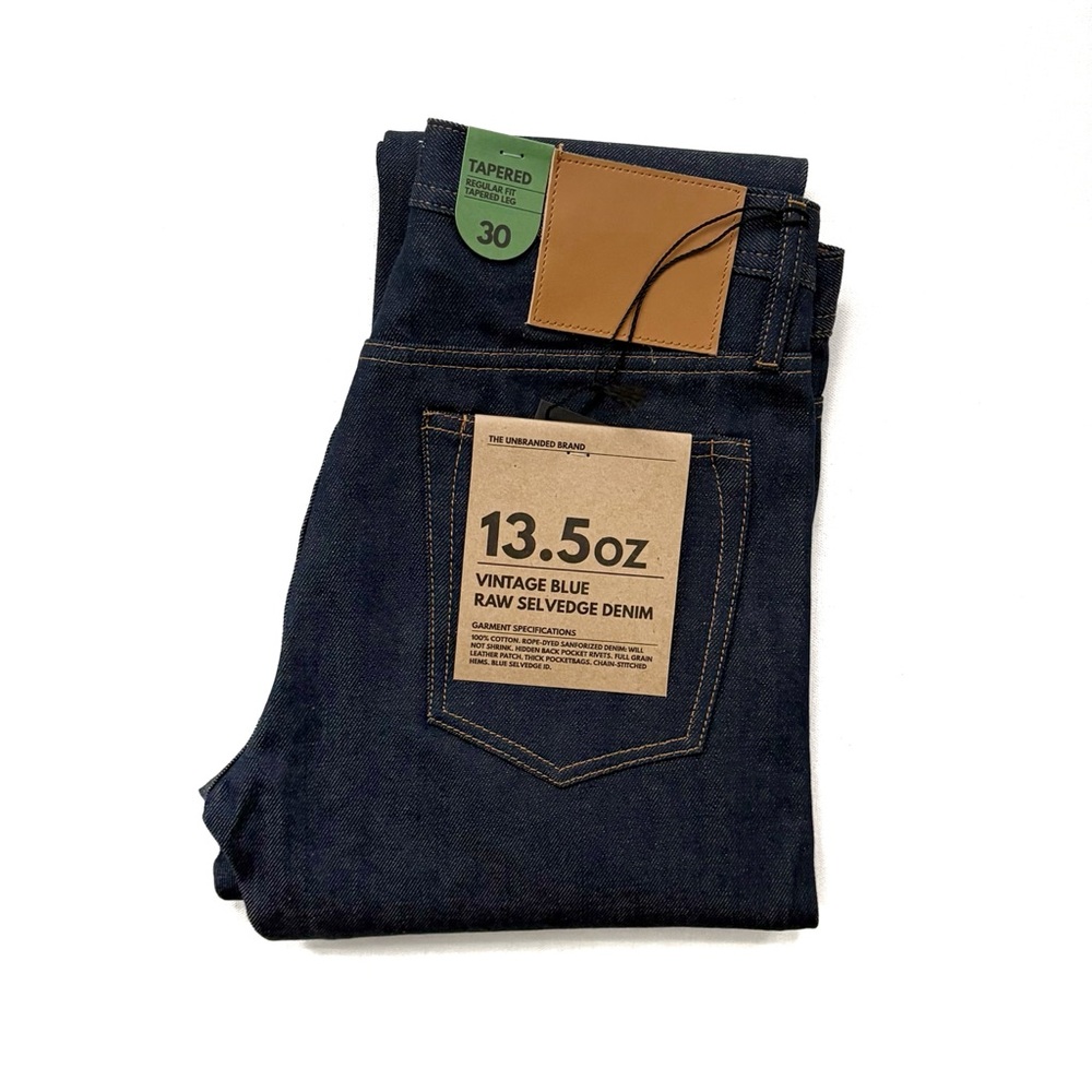 The Unbranded Brand UB254 Vintage Blue Selvedge Denim - Tapered Fit Jeans